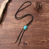 Bolo Tie Pendant Sweater Chain Artificial Leather And Alloy Retro Style Geometric And Plaid Pattern