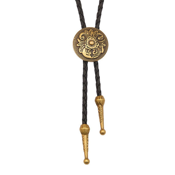 Bolo Tie Pendant Sweater Chain Artificial Leather And Alloy Retro Style Geometric And Plaid Pattern