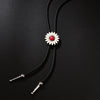 Bolo Tie Pendant Sweater Chain Artificial Leather And Alloy Retro Style Geometric And Plaid Pattern
