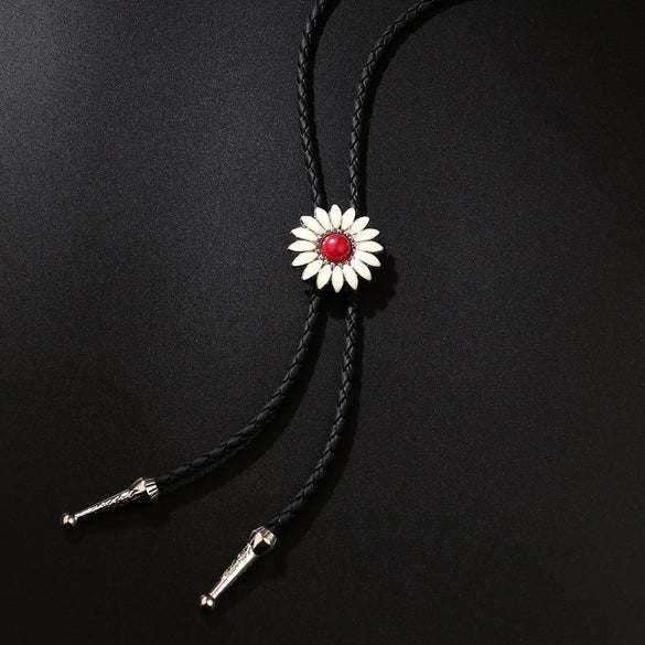 Bolo Tie Pendant Sweater Chain Artificial Leather And Alloy Retro Style Geometric And Plaid Pattern