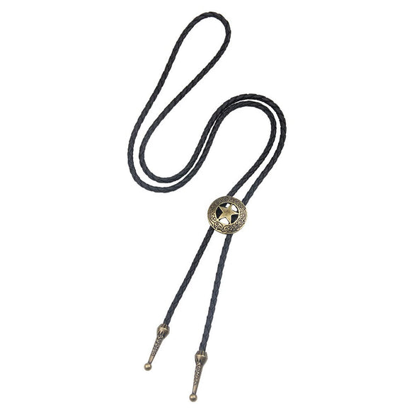 Bolo Tie Pendant Sweater Chain Artificial Leather And Alloy Retro Style Geometric And Plaid Pattern