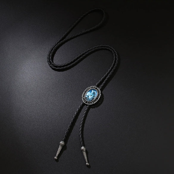 Bolo Tie Pendant Sweater Chain Artificial Leather And Alloy Retro Style Geometric And Plaid Pattern