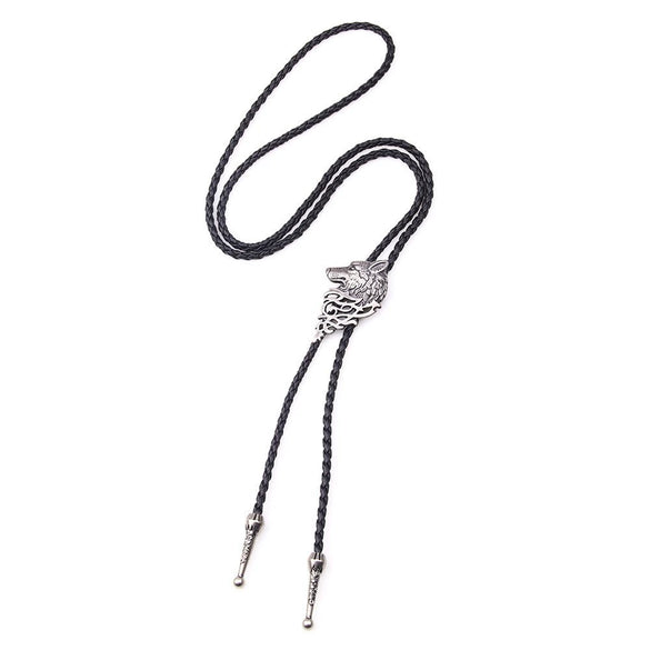 Bolo Tie Pendant Sweater Chain Artificial Leather And Alloy Retro Style Geometric And Plaid Pattern