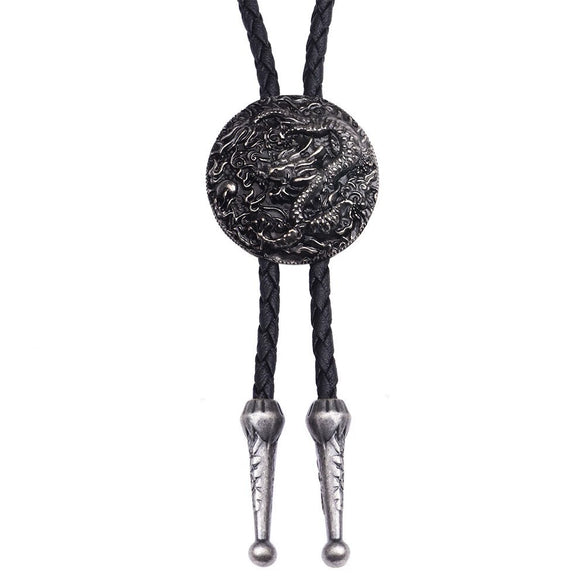 Bolo Tie Pendant Sweater Chain Artificial Leather And Alloy Retro Style Geometric And Plaid Pattern