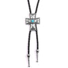 Bolo Tie Pendant Sweater Chain Artificial Leather And Alloy Retro Style Geometric And Plaid Pattern