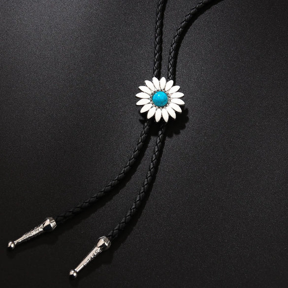 Bolo Tie Pendant Sweater Chain Artificial Leather And Alloy Retro Style Geometric And Plaid Pattern