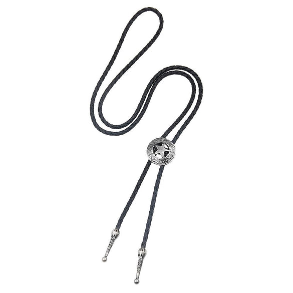 Bolo Tie Pendant Sweater Chain Artificial Leather And Alloy Retro Style Geometric And Plaid Pattern