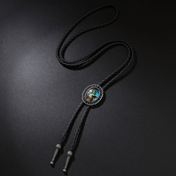 Bolo Tie Pendant Sweater Chain Artificial Leather And Alloy Retro Style Geometric And Plaid Pattern