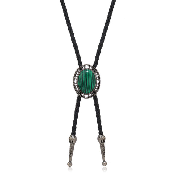 Bolo Tie Pendant Sweater Chain Artificial Leather And Alloy Retro Style Geometric And Plaid Pattern