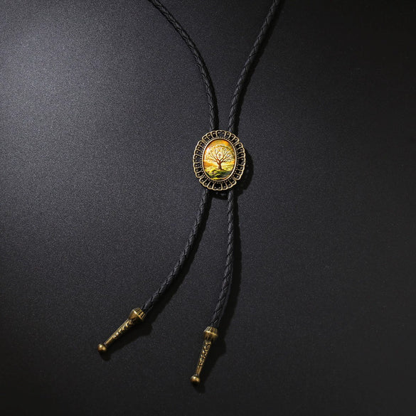 Bolo Tie Pendant Sweater Chain Artificial Leather And Alloy Retro Style Geometric And Plaid Pattern