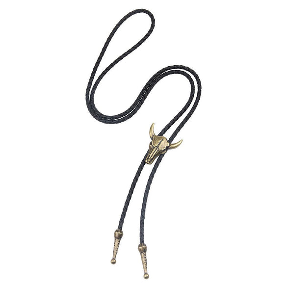 Bolo Tie Pendant Sweater Chain Artificial Leather And Alloy Retro Style Geometric And Plaid Pattern