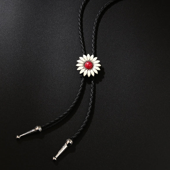 Bolo Tie Polo Tie Retro Style Alloy Wool Chain With Flower Pattern And Electroplating Process Inlaid With Artificial And Semiprecious Gemstones Unisex