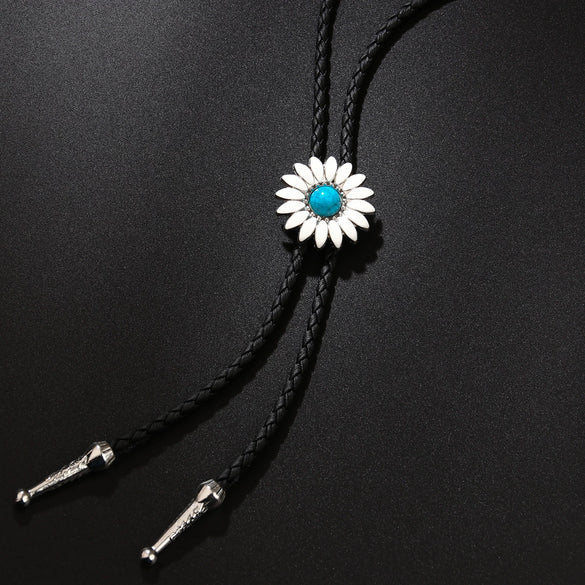 Bolo Tie Polo Tie Retro Style Alloy Wool Chain With Flower Pattern And Electroplating Process Inlaid With Artificial And Semiprecious Gemstones Unisex