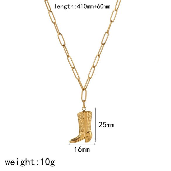 Boots Pendant Necklace Stainless Steel Geometric Electroplated For Women