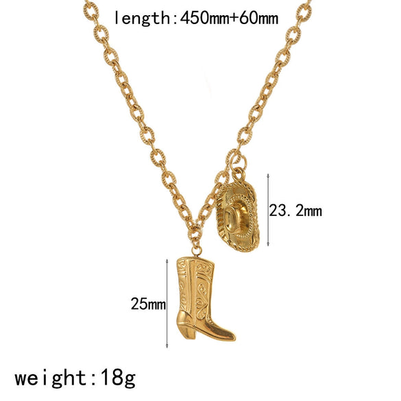 Boots Pendant Necklace Stainless Steel Geometric Electroplated For Women