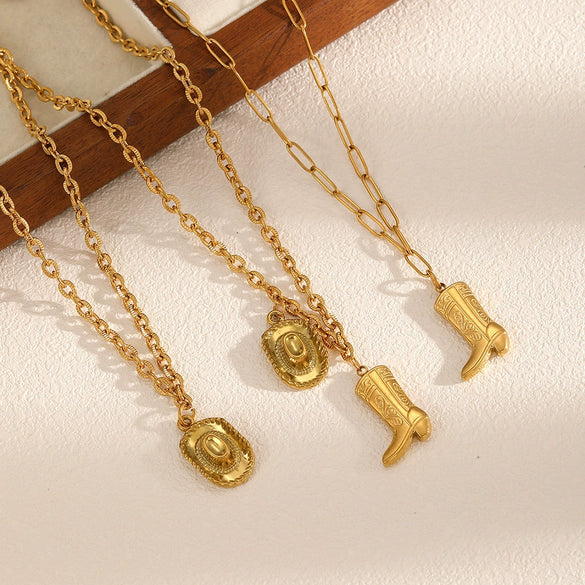 Boots Pendant Necklace Stainless Steel Geometric Electroplated For Women