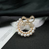 Bow Brooch Zinc Alloy Pearl Encrusted Diamond Electroplated Fashionable Artistic Style