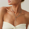 Bow Cross Imitation Pearl Tassel Long Clavicle Chain Jewelry