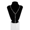 Bow Cross Imitation Pearl Tassel Long Clavicle Chain Jewelry