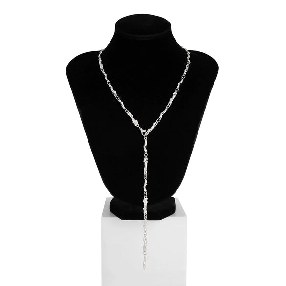 Bow Cross Imitation Pearl Tassel Long Clavicle Chain Jewelry