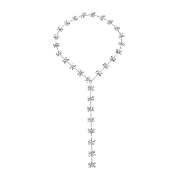 Bow Cross Imitation Pearl Tassel Long Clavicle Chain Jewelry