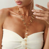 Bow Cross Imitation Pearl Tassel Long Clavicle Chain Jewelry