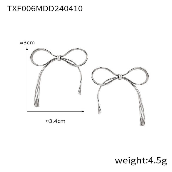 Bow Earring Jewelry Set For Women Metal Titanium Steel Electroplated Design