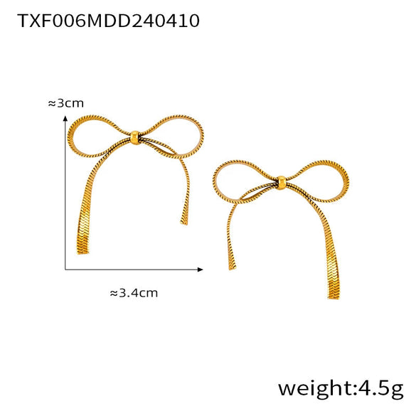 Bow Earring Jewelry Set For Women Metal Titanium Steel Electroplated Design
