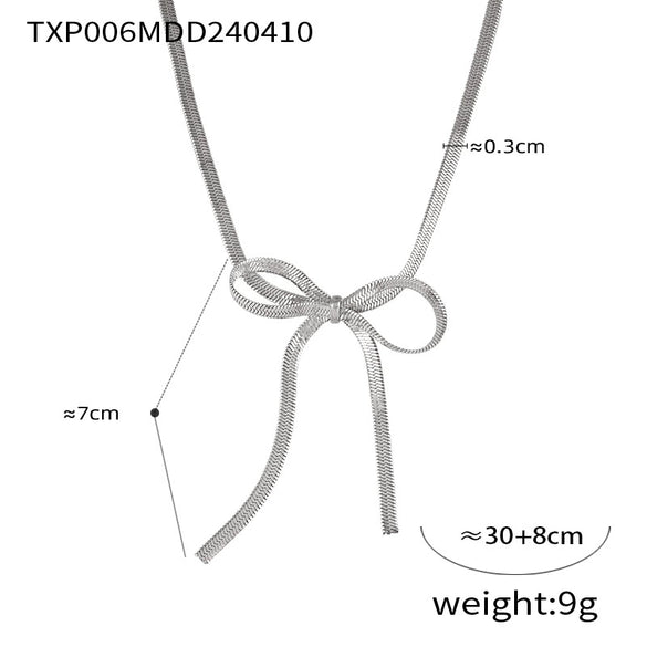Bow Earring Jewelry Set For Women Metal Titanium Steel Electroplated Design