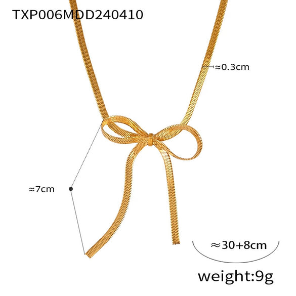 Bow Earring Jewelry Set For Women Metal Titanium Steel Electroplated Design