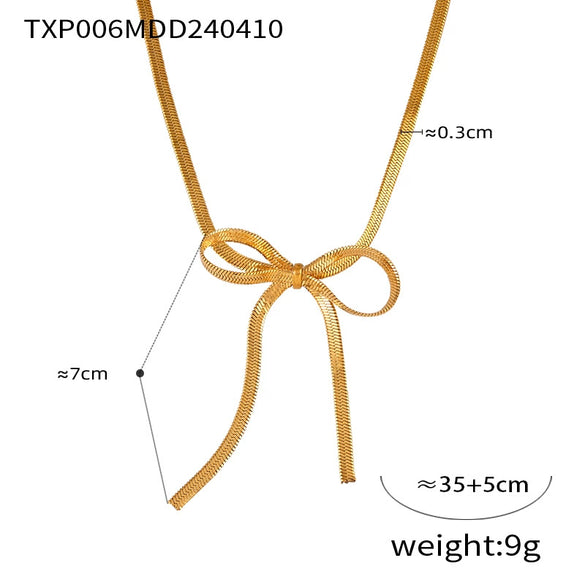Bow Earring Jewelry Set For Women Metal Titanium Steel Electroplated Design