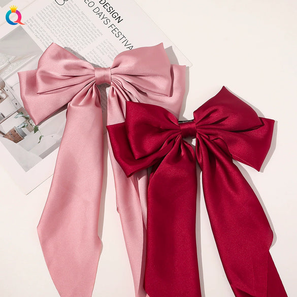 Bow Ribbon Hair Clip Silk And Satin Handmade Women's Hair Accessories