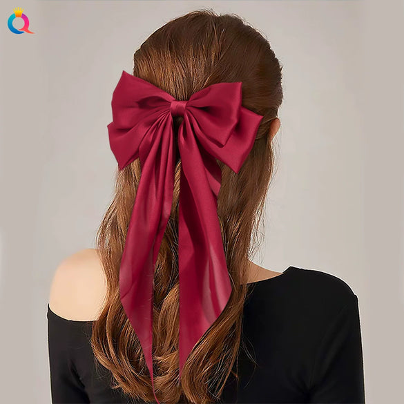 Bow Ribbon Hair Clip Silk And Satin Handmade Women's Hair Accessories