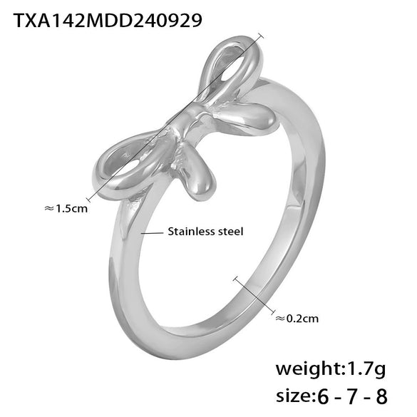 Bow Ring Bracelet 316L Stainless Steel Pvd Plated 18K Gold Jewelry