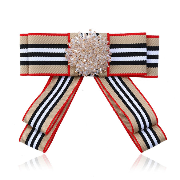 Bow Tie Collar Pin Brooch Fabric Crystal Fashion Accessory