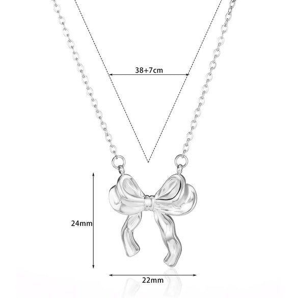 Bow Tie Stainless Steel Electroplated O Chain Clavicle Necklace Unisex Ins Style