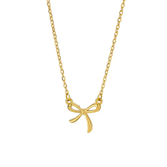 Bow Tie Stainless Steel Electroplated O Chain Clavicle Necklace Unisex Ins Style