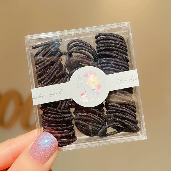 Boxed Children’s Seamless Rubber Band Hair Ties Candy Color Geometric Handmade High Stretch Baby Hair Rings