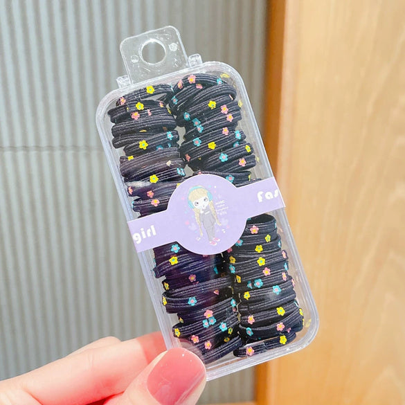 Boxed Children’s Seamless Rubber Band Hair Ties Candy Color Geometric Handmade High Stretch Baby Hair Rings