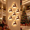 Boxwood Illuminated Wall Hanging Decoration With Reindeer Sleigh Silhouette Printed Festive Lightup Holiday Pendant