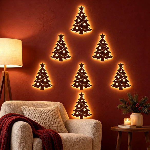 Boxwood Starshaped Christmas Tree Wall Decoration With Warm Light Outline Remotecontrolled Indoor Holiday Display