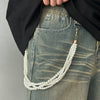 Boys Jeans Accessories Hiphop Winding Imitation Pearl Pants Chain With Buttons And Double Circle Belt Loops