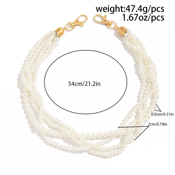 Boys Jeans Accessories Hiphop Winding Imitation Pearl Pants Chain With Buttons And Double Circle Belt Loops
