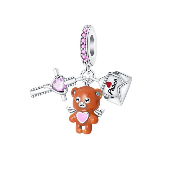 Bracelet Accessories Copper Plated 925 Silver Peace Hope Angel Olive Charm Beads Cross Dripping Oil