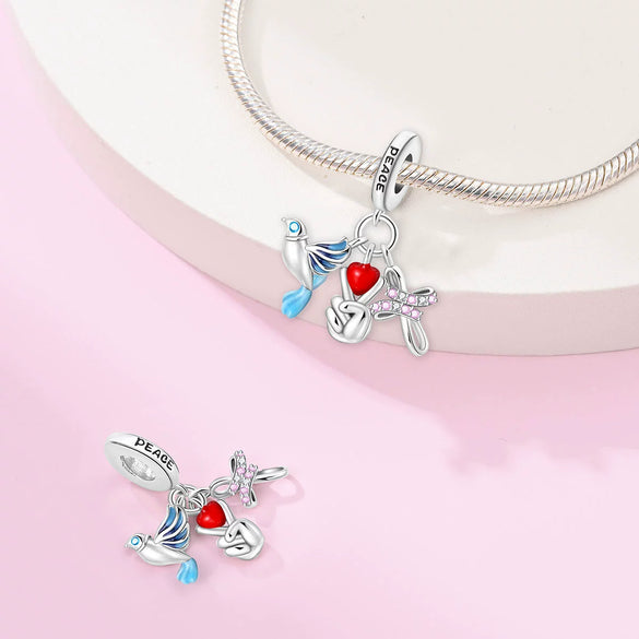Bracelet Accessories Copper Plated 925 Silver Peace Hope Angel Olive Charm Beads Cross Dripping Oil