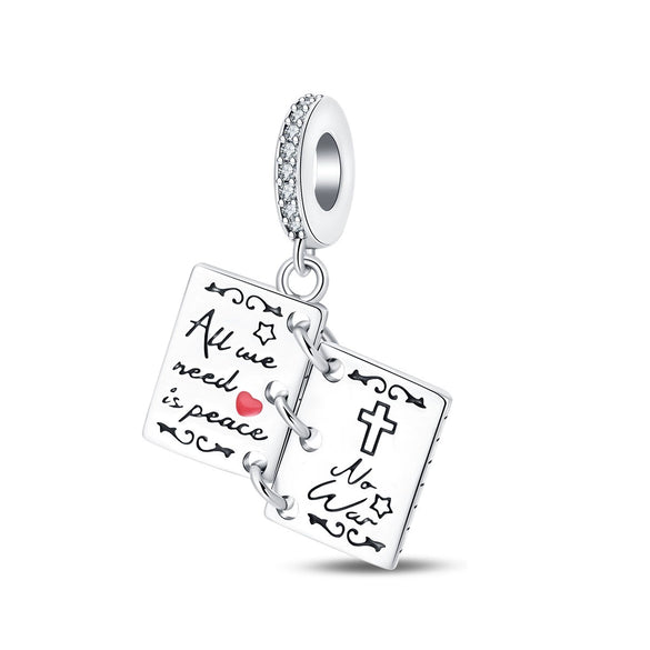 Bracelet Accessories Copper Plated 925 Silver Peace Hope Angel Olive Charm Beads Cross Dripping Oil