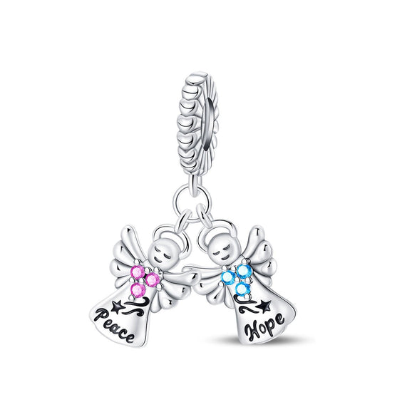Bracelet Accessories Copper Plated 925 Silver Peace Hope Angel Olive Charm Beads Cross Dripping Oil