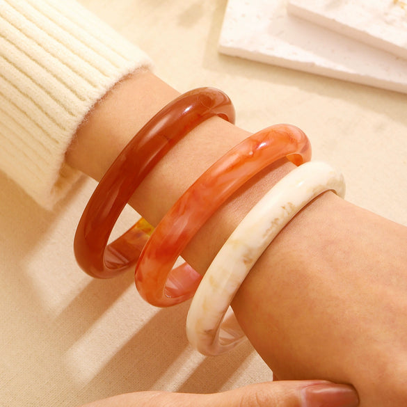 Bracelet Acrylic Geometric Marble Pattern Electroplated