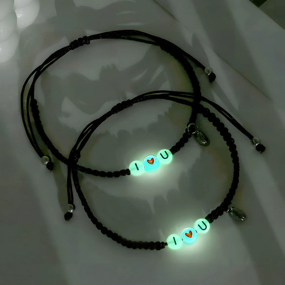 Bracelet Acrylic Heart Shape Handmade Luminous Love Heart Magnetic Buckle Friendship Couple Unisex