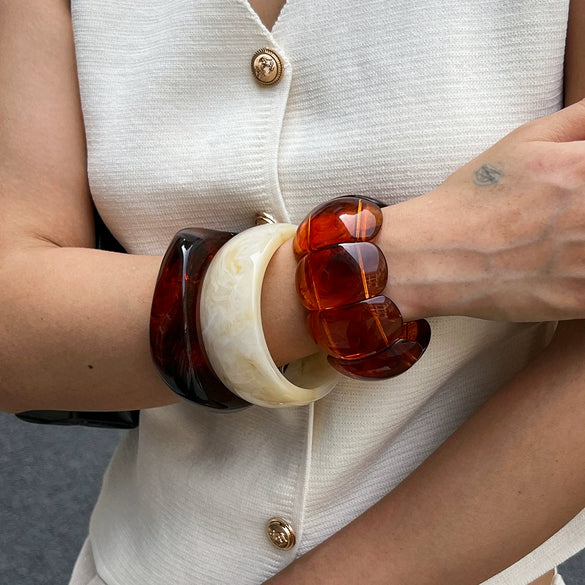 Bracelet Acrylic Resin Exaggerated Geometric Handmade Splicing